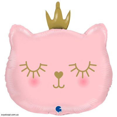 Фольгована фігура Кішечка з короною Рожева Grabo 3207-3075 фото