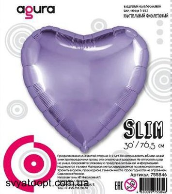 Фольга Agura 30", 76,5 см "сердце Фиолетовое" 755846 фото
