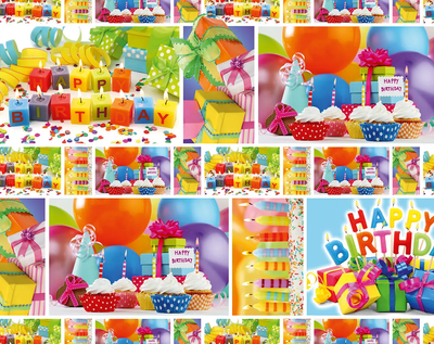 Упаковочная подарочная бумага "Happy birthday свечи и кексы" (25л) papir-68 фото