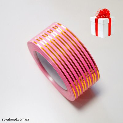 Стрічка для коробок-сюрприз рожева 5 см люрекс (20м) 5146 фото