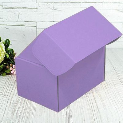 Подарункова коробка самозбірна маленька "Лавандова" (16х11х10) двосторонній картон 9266 фото