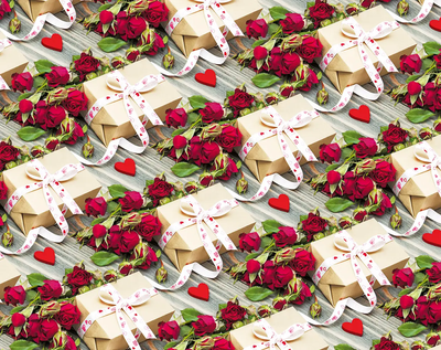 Упаковочная подарочная бумага "Крафтовые подарки с розами" (25л) papir-41 фото