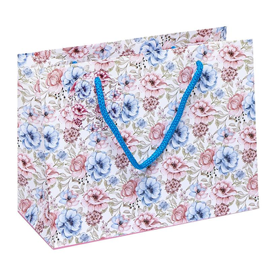 Подарочный пакет "Цветочки на голубом фоне" 23х18х10 см (1 штука) GB22-231810-21 фото