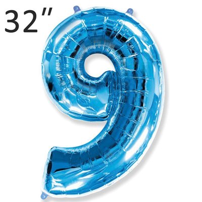 Фольга 32" Синяя цифра 9 (Flexmetal) 32-FM-Blue-9 фото