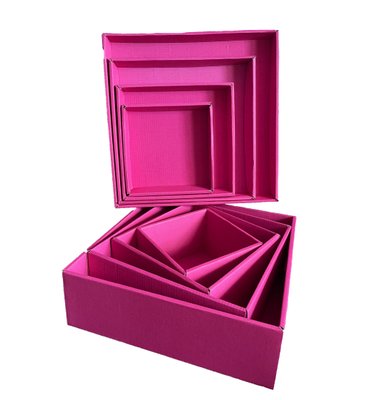 Набір подарункових коробок "Малинові" (4 шт.) двосторонній картон (h-9) Fuchsia-1 фото