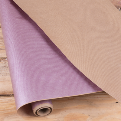 Папір подарунковий двосторонній "фіолетовий перламутр+крафт" 70см*10м 215-30 фото