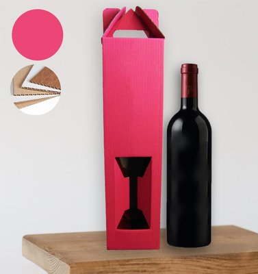 Подарочная коробка для бутылки "Малина" (двусторонний картон 35х9 см) korbfuchsia фото