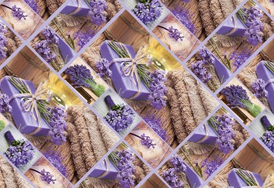 Пакувальний подарунковий папір "Квіти лаванди з подарунком" (25л) papir-46 фото