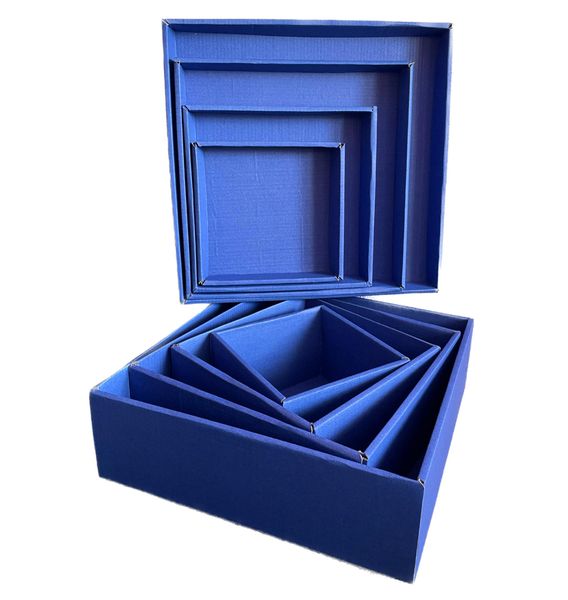 Набір подарункових коробок "Сині" (4 шт.) двосторонній картон (h-9) Blue-1 фото