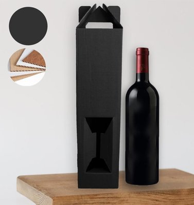 Подарункова коробка для пляшки "Чорна" (двосторонній картон 35х9 см) korbblack фото