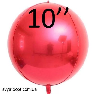 Фольга 3D сфера металлик красная (10") Китай 10006 фото