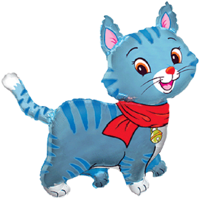 Фольгированная фигура Кошенёнок с шарфом голубой Flexmetal (інд. уп) 901653 фото
