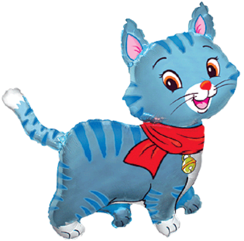 Фольгированная фигура Кошенёнок с шарфом голубой Flexmetal (інд. уп) 901653 фото