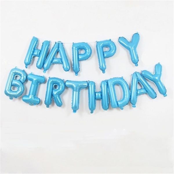 Фольгована фігура літери "Happy birthday" Набір букв (Блакитні 40 см) 6454 фото