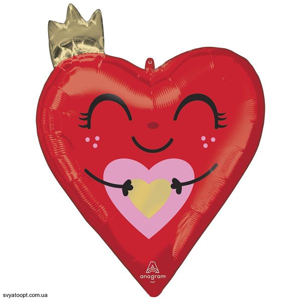 Фольгована фігура велика серце с короною Anagram 3207-3023 фото