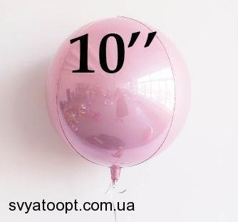Фольга 3D сфера металлик розовый (10") Китай 10004 фото