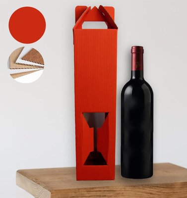 Подарункова коробка для пляшки "Червона" (двосторонній картон 35х9 см) korbred фото