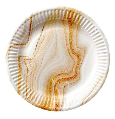 Тарілки "Білий мармур з золотом" (18,0 см)(10шт-уп) 5432 фото