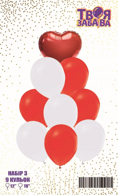 Набір повітряних кульок "Червоне серце" ТМ "Твоя Забава" (9 шт.) TZ-4865 фото