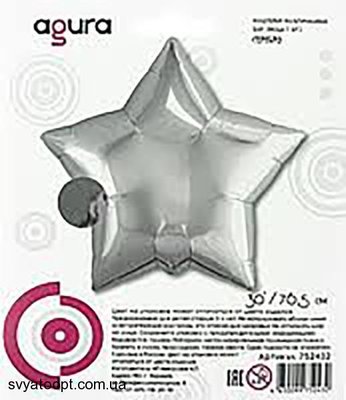Фольга Agura 30", 76,5 см "Звезда Серебро" 752432 фото