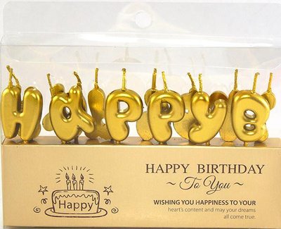 Набір свічок для торту BUBBLES літери "Happy Birthday Золото" Bubbles-Gold фото