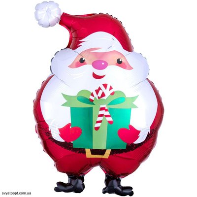 Фольгированная фигура большая Санта Клаус с подарком Anagram 3207-2734 фото