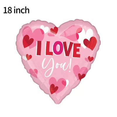 Фольга сердце 18" (45см) Розовое с сердечками Т-209 фото