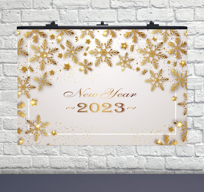 Плакат для свята Золоті Сніжинки new year 2023 75х120 см 6008-0294 фото