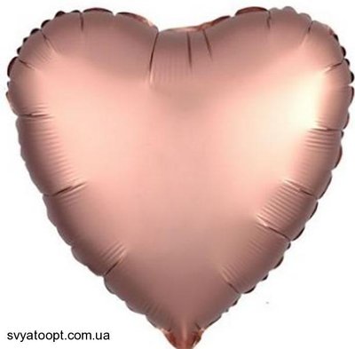 Фольга Китай серце 18" сатин рожеве золото 3039 фото