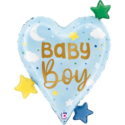 Фольгована фігура Серце baby boy з зірками Grabo 25296 фото