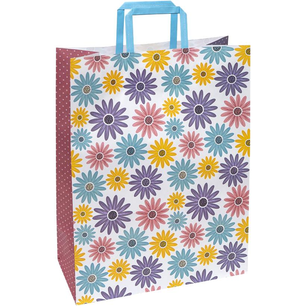 Подарочный пакет "Крафт разноцветные цветы" 32х15х42 см (1 штука) GB324215-25 фото