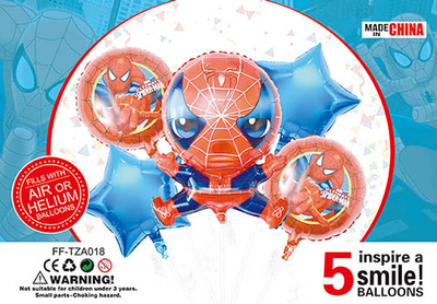 Набір кульок фольгованих Людина павук 5 шт (Китай) (в індив. упаковці) KUK-2022 фото