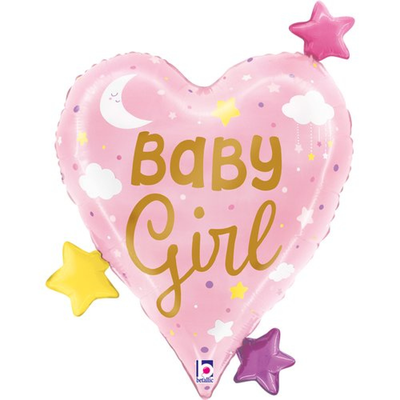 Фольгована фігура Серце baby girl з зірками Grabo 25295 фото