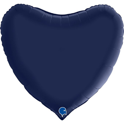 Фольга сердце 36" Сатин темно-синее (Satin blue navy) в Инд. упаковке (Grabo) 3204-0733 фото