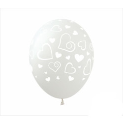 Повітряні кульки ТМ SHOW (5 сторін) 12" (Білі з сердечками) SPR-10 фото