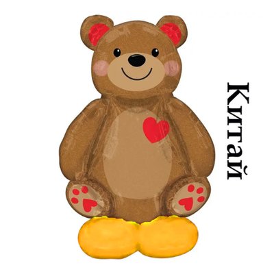 Фольгована фігура Ведмедик з серцем+база (Китай) (в індив. упаковці) J-048 фото
