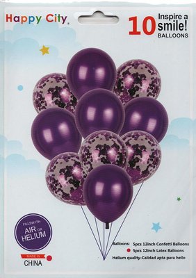 Набор латексных шариков Party Balloon Фиолетовый 10 шт (Китай) (в инд. упаковке) 1554-purple фото