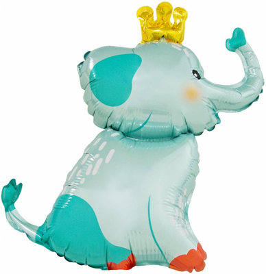 Фольгированная фигура "Слоник голубой с короной в инд. уп." Китай Т-263 фото