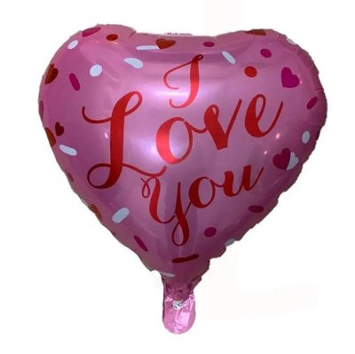 Фольга 18" (45см) серце "I love you серця конфетті на рожевому" (Китай) 7126 фото