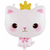 Фольгированная фигура Кошечка с короной и бантиком Белая (Китай) (в инд. упаковке) 4143 фото