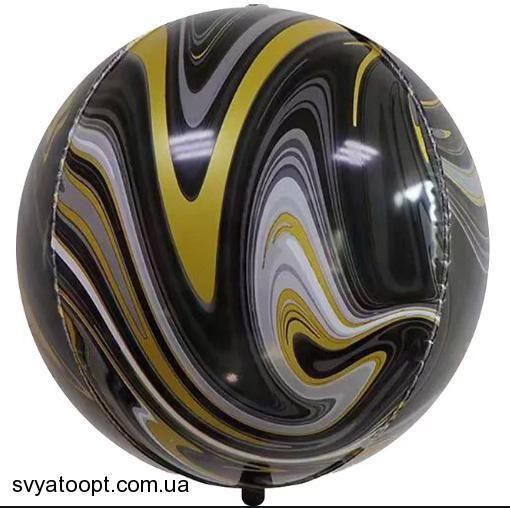 Фольга 3Д сфера Мрамор черный с желтым Китай 22085 фото