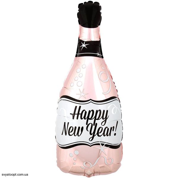 Фольгированная фигура большая Новогодняя Бутылка розовое золото Anagram 3202-2968 фото