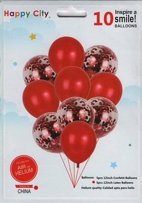 Набор латексных шариков Party Balloon Красный 10 шт (Китай) (в инд. упаковке) 1554-red фото