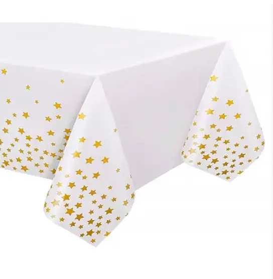 Дитяча скатертина на стіл "Золоті зірки на білому" (137*183) 9031 фото