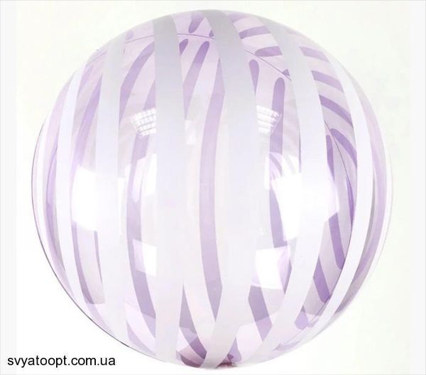 Фольга 3D сфера Bubble кристалл Фиолетовый Белая полоска (18") Китай 18005 фото