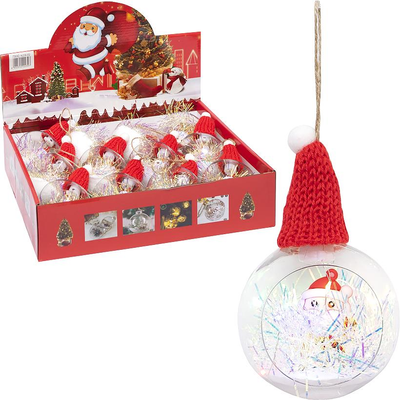 Украшение-игрушка на елку шар "Дед Мороз с LED подсветкой" 116395 фото