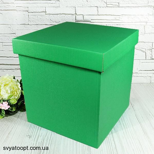 Подарункова коробка двосторонній картон "зелена" (30х30х30) 6069 фото