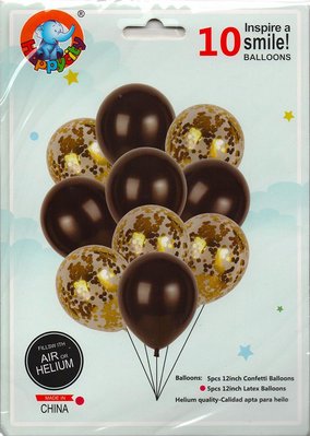 Набор латексных шариков Party Balloon Черно-золотой 10 шт (Китай) (в инд. упаковке) 1554-black фото