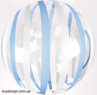 Фольга 3D сфера Bubble голубая/Белая полоска (18") Китай 18002 фото