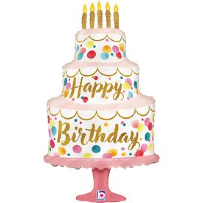 Фольгированный шарик - Розовый торт ко Дню Рождению 33" (Grabo) 25369-P фото